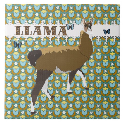 Lucky Llama Retro Floral Tile