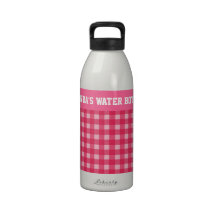 Lucky pink girly plaids drinking water bottle