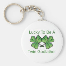 Lucky To Be Twin Godfather Keychain