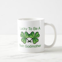 Lucky To Be Twin Godmother Mugs