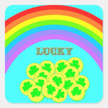 Lucky with Rainbows, Gold and Shamrocks Sticker