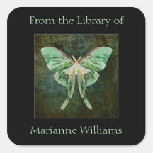 Luna Moth Book Name Plate Sticker