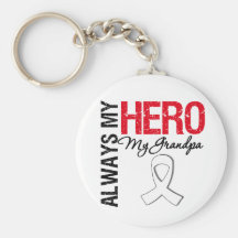 Lung & Bone Cancer - Always My Hero My Grandpa Keychains