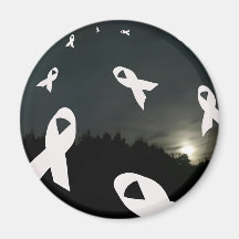 Lung Cancer Ribbons over a Night Sky Magnets