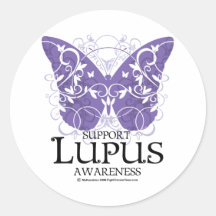 Lupus Butterfly Round Stickers