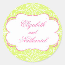 Lush Flourish Wedding Sticker in Pink & Green