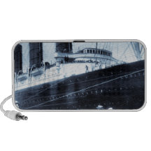 Lusitania Docked in New York City Blue Tone Speaker