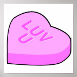 luv u candy conversation heart poster
