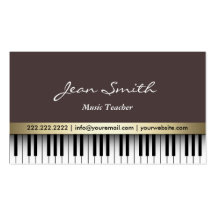 Luxury Brown Piano Music Teacher Business Card