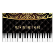 Luxury Diamond Pattern Piano Lessons Business Card