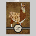 Luxury Llama Monogram Notecard cards
