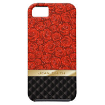 Luxury Red Rose w Custom Name iPhone 5 Case