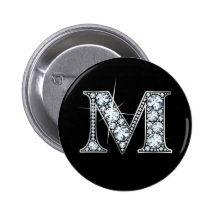 "M" Diamond Bling Button