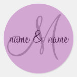 M monogram label - personalise  first names round stickers