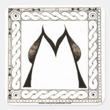 M monogram letter with Celtic Border Square Stickers