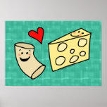 Mac Loves Cheese, Funny Cute Macaroni + Cheese Print