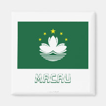 Macau Flag with Name Fridge Magnets