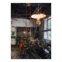 Machine Shop With Lantern Custom Invitation