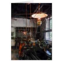 Machine Shop With Lantern Greeting Card