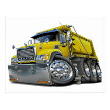Mack Dump Truck Yellow Postcards