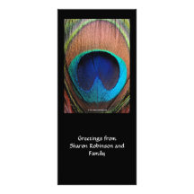 Macro Peacock Feather Rich Blues Photographic Rack Card Design