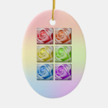 Macro Rainbow Roses Christmas Tree Ornament