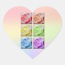 Macro Rainbow Roses Heart Stickers