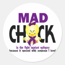 Mad Chick In The Fight Epilepsy Round Stickers
