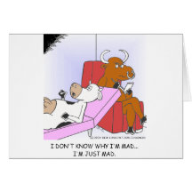 Mad Cow In Therapy Funny Gifts & Collectibles Greeting Cards
