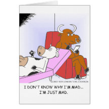 Mad Cow In Therapy Funny Gifts & Collectibles Cards