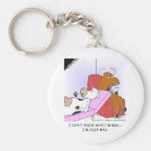 Mad Cow In Therapy Funny Gifts & Collectibles Key Chain