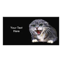 Mad Grey Cat Photo Card