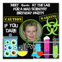 Mad Scientist Birthday Party 2 Invitations
