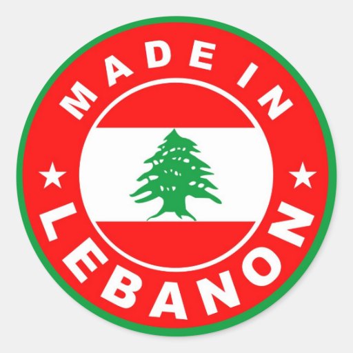 made in lebanon country flag product label round round sticker