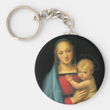 Madonna And Child, Madonna del Granduca by Raphael Key Chains