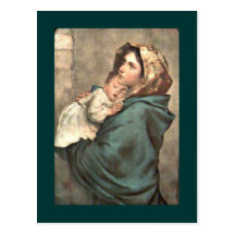Madonna in Scarf Holds Baby Jesus Post Card