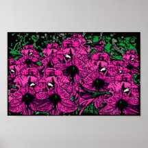 'Magenta Lilies' Poster