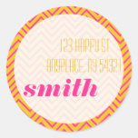 Magenta Orange ZigZag Stripe Sticker Address Label