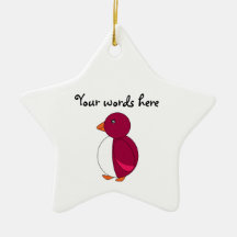 Magenta pink penguin christmas tree ornament