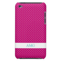 Magenta Polka Dot Pattern Barely There iPod Cases