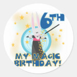 Magic 6th Birthday Tshirts and Gifts Round Stickers