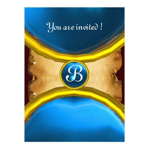 MAGIC RINGS ,MONOGRAM parchment gem blue Personalised Announcement