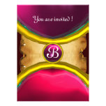 MAGIC RINGS ,MONOGRAM parchment gem pink Custom Invites
