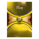 MAGIC RINGS ,MONOGRAM parchment rsvp gem yellow Personalised Announcement