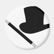 magician top hat and magic wand fridge magnets