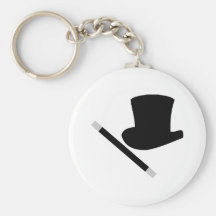magician top hat and magic wand key chain