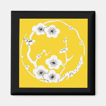Magnet  Cherry Blossom Yellow buttercup