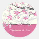 Magnolia branch pink wedding Save the Date sticker