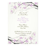 Magnolia purple flowers bridal shower invite