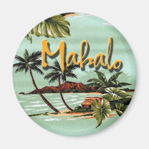 Mahalo Hawaiian Island Sticker Fridge Magnet